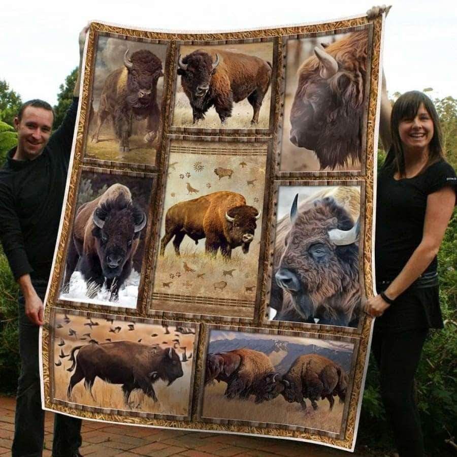 Bison Sherpa Fleece Blanket