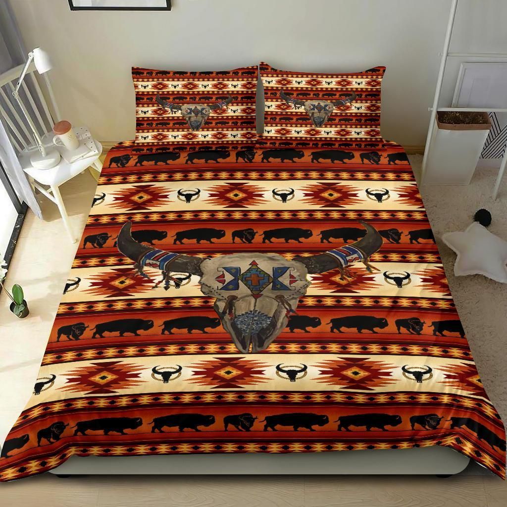 Bison Head Native American Bedding Set