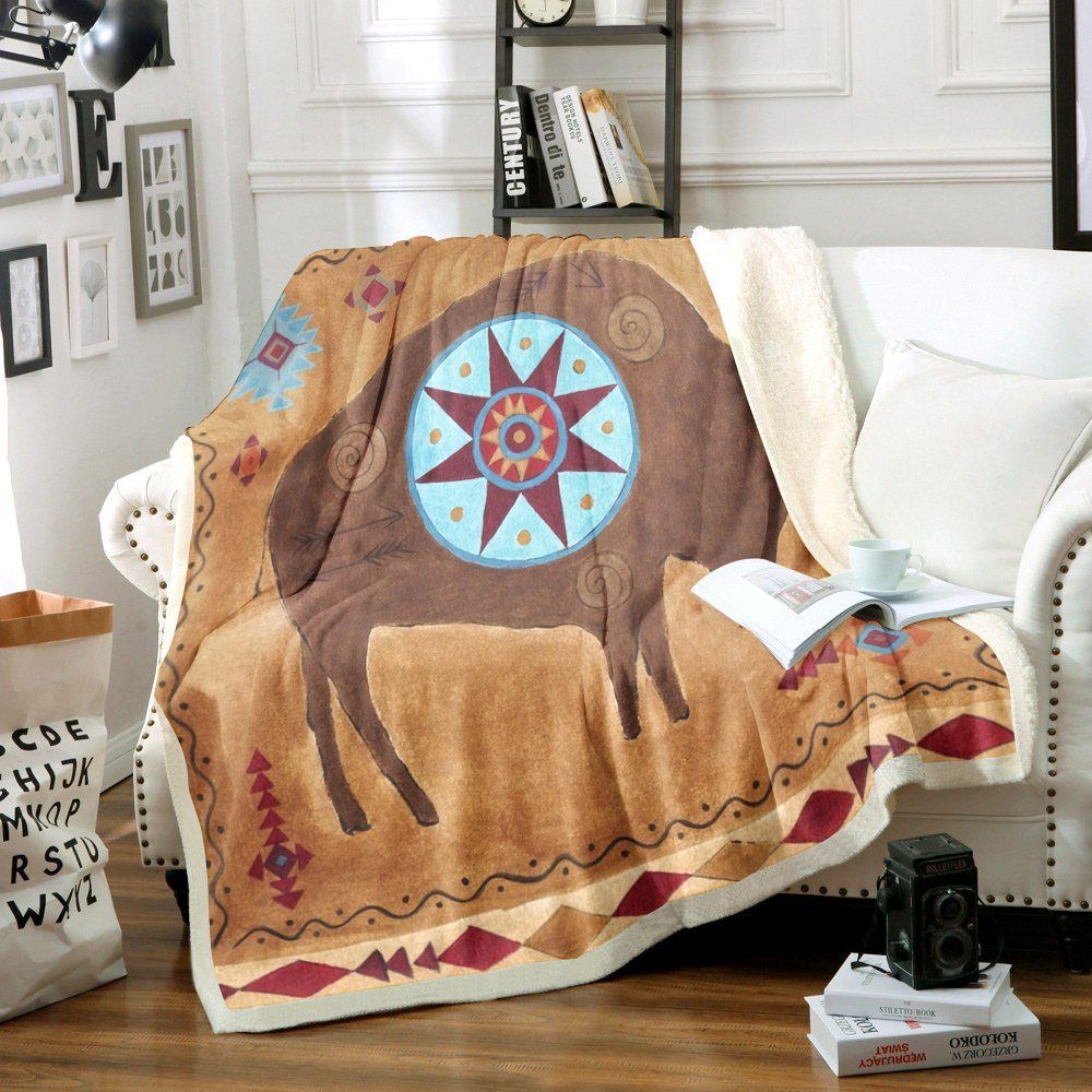 Bison Native Sherpa Fleece Blanket