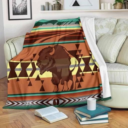 Bison Tribe Native American Pride Sherpa Fleece Blanket
