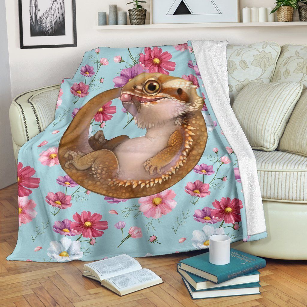 Biting Tail Pogona Bearded Dragon Sherpa Fleece Blanket