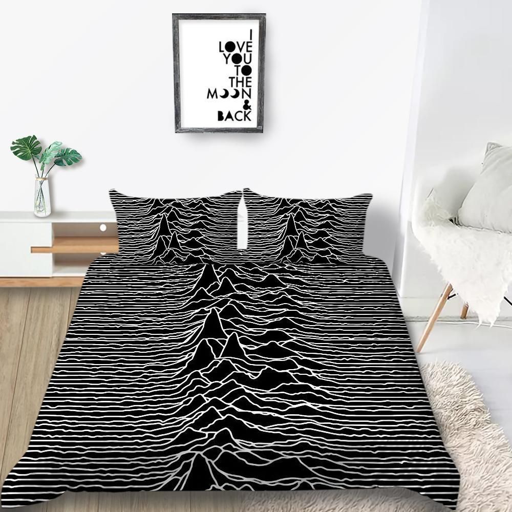 Black Abstract Mountain Range Bedding Set