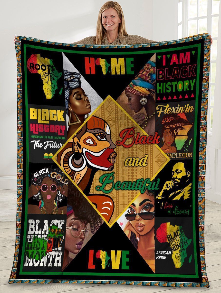 Black And Beautiful African American Black Women Fleece Blanket