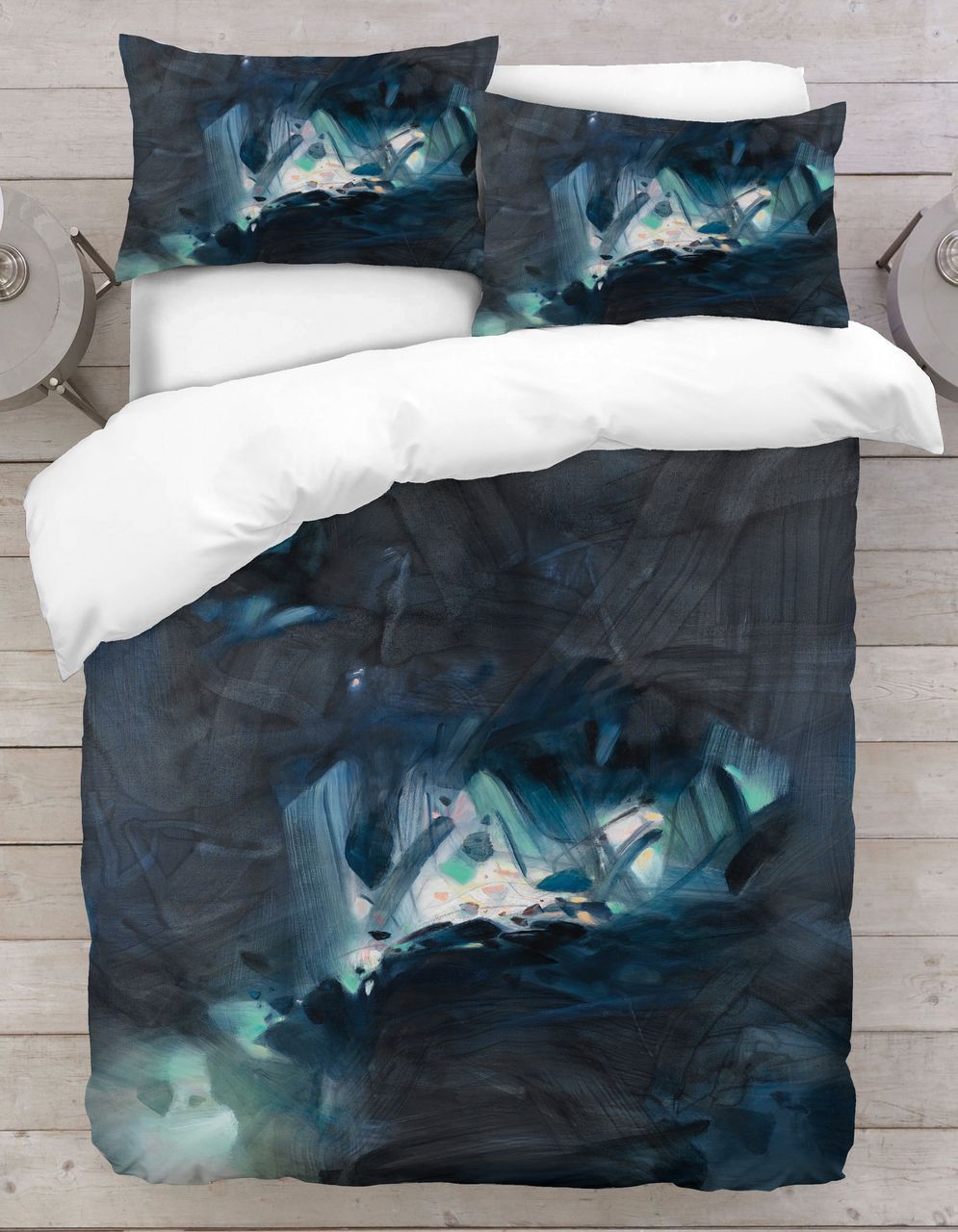 Black And Blue Abstract Painting Bedding Set