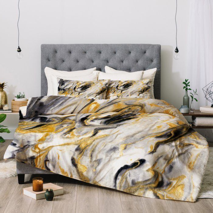 Black And Gold Marble Bedding Set