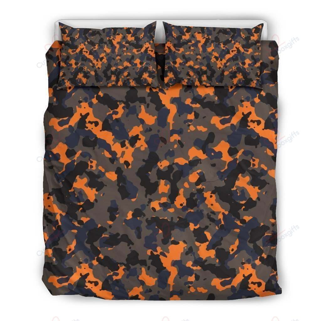 Black And Orange Camouflage Bedding Set