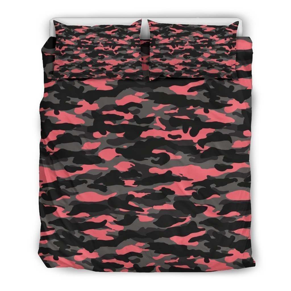 Black And Pink Camouflage Bedding Set
