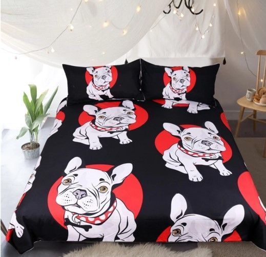 Black And Red Pug Dog Bedding Set