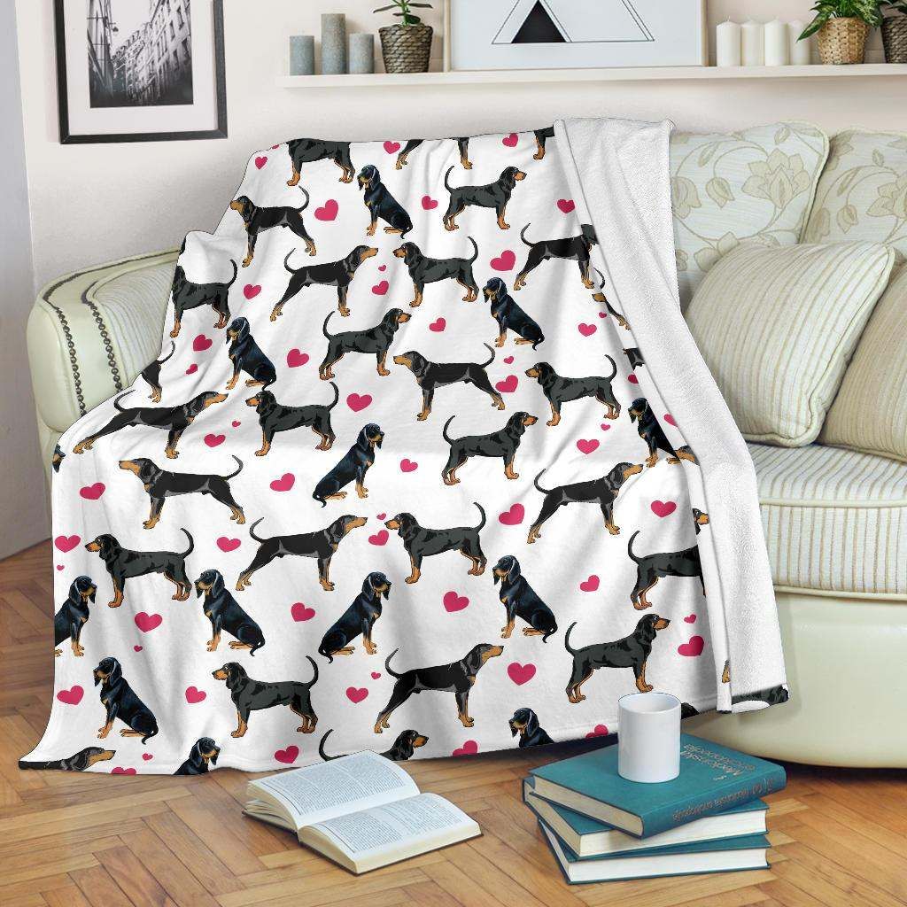 Black and Tan Coonhound Heart Blanket