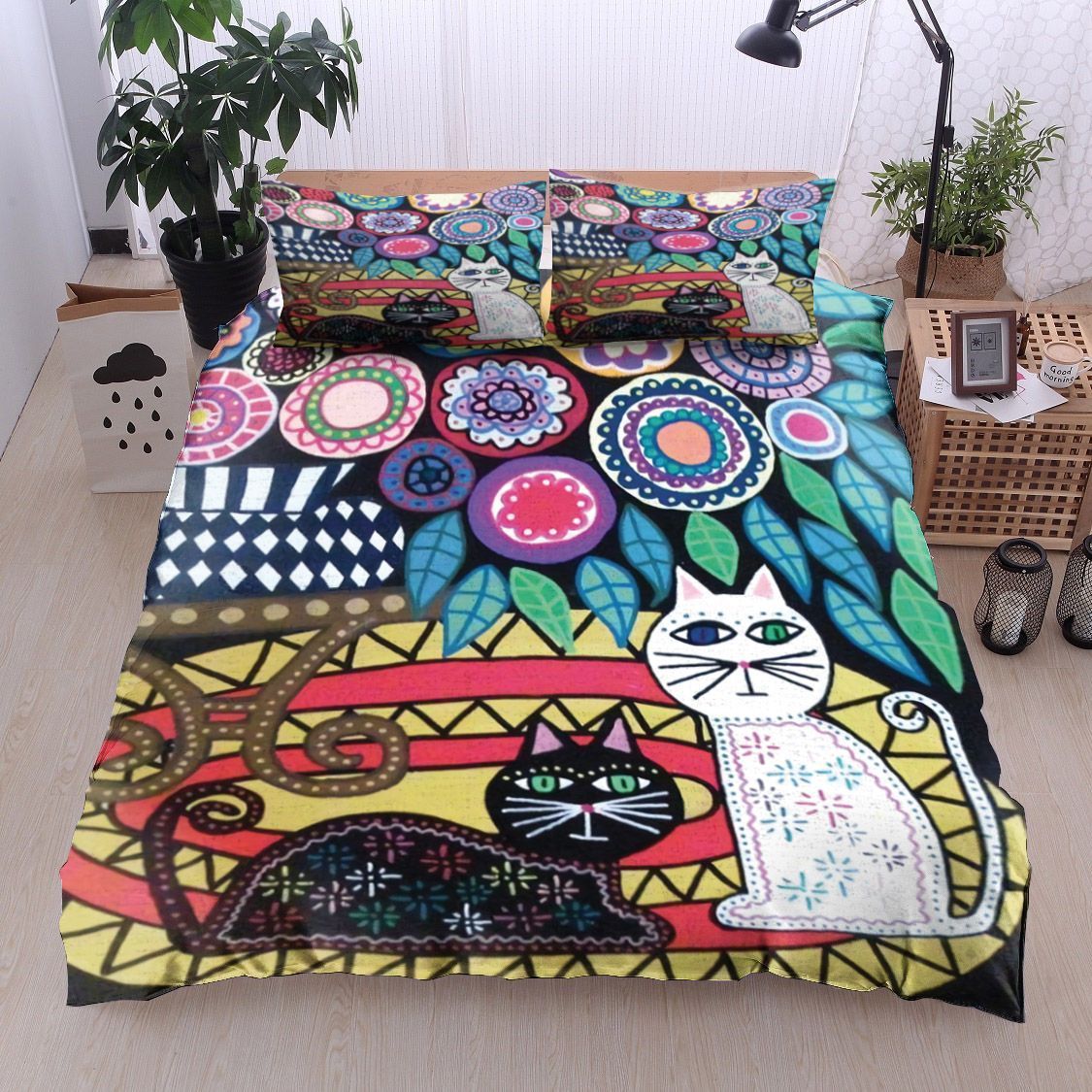 Black And White Cat Bedding Set