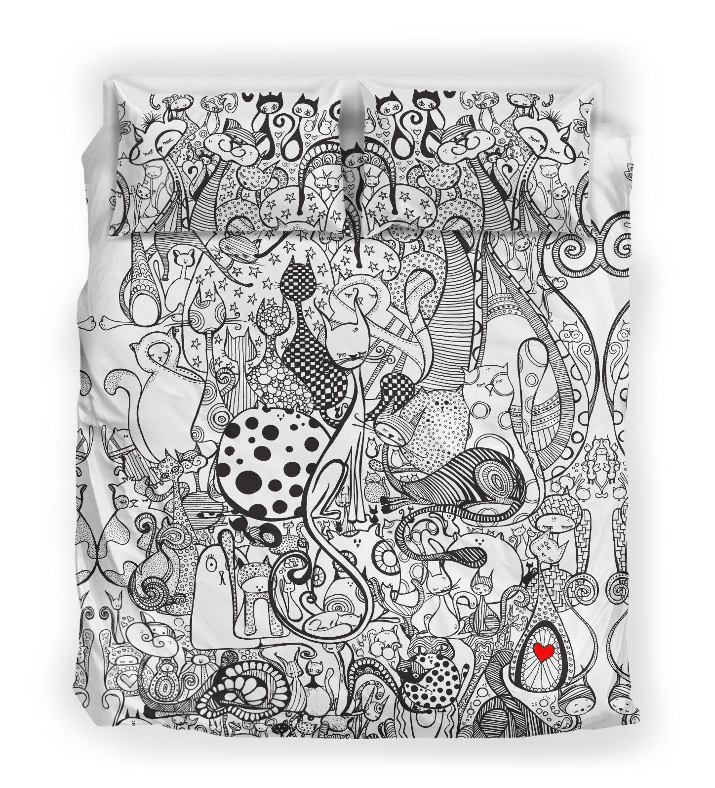 Black And White Cats Bedding Set