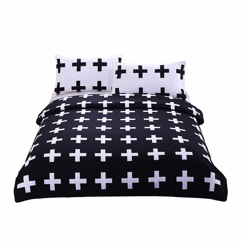 Black And White Crosses Bedding Set