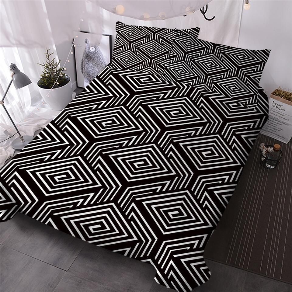 Black And White Diamond Geometric Bedding Set
