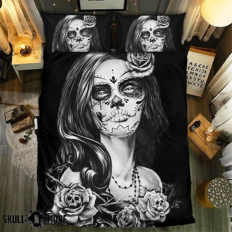 Black And White Hurt Skull Collection Printed Bedding Set