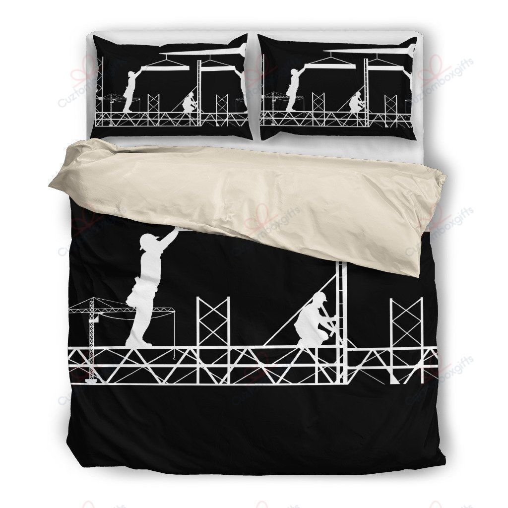 Black And White Ironworker Tools Printed Bedding Set