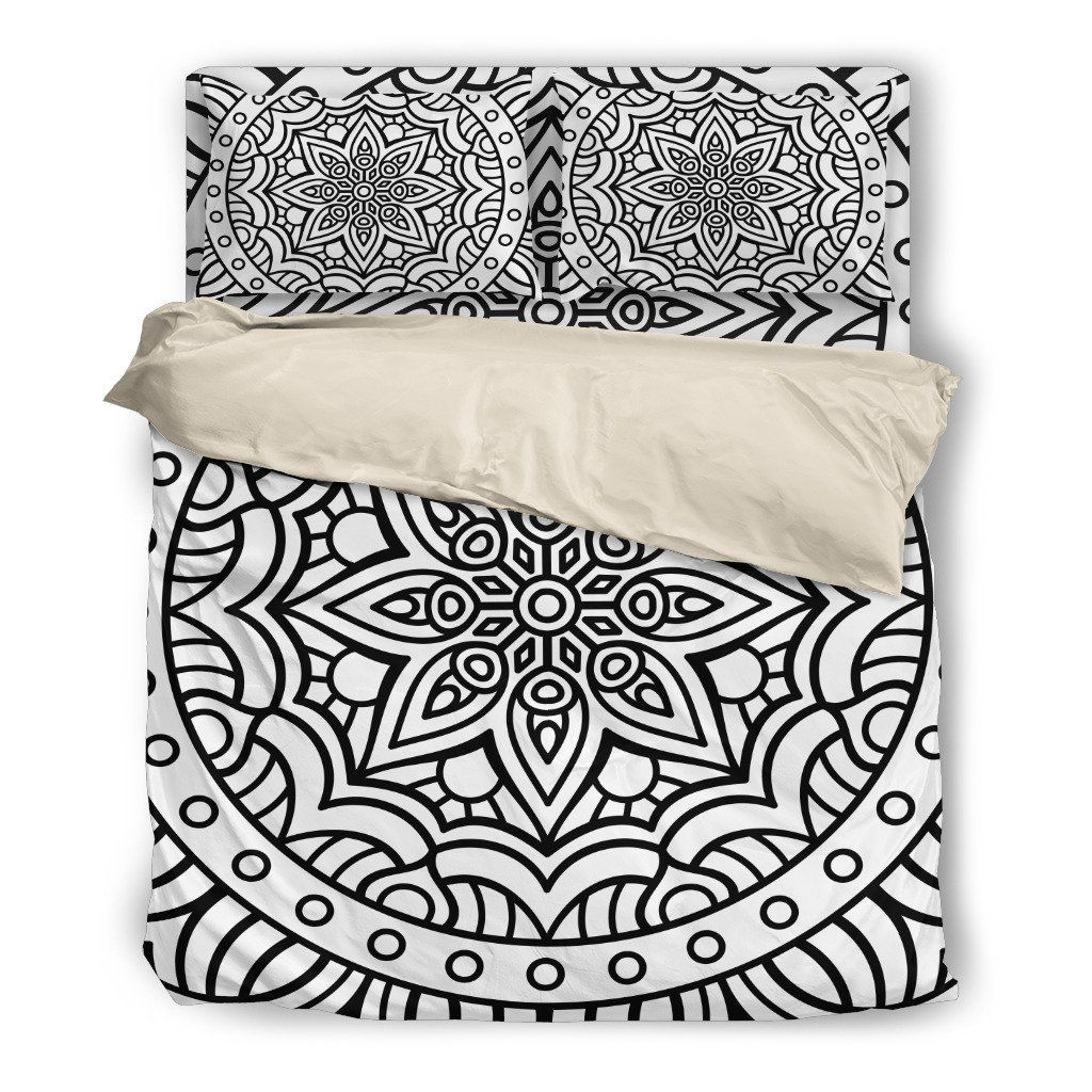 Black And White Mandala Lovers Printed Bedding Set
