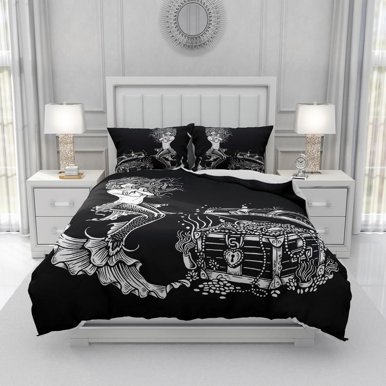 Black And White Mermaid Bedding Set