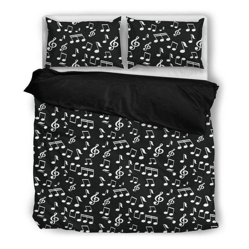 Black And White Music Notes Bedding Set