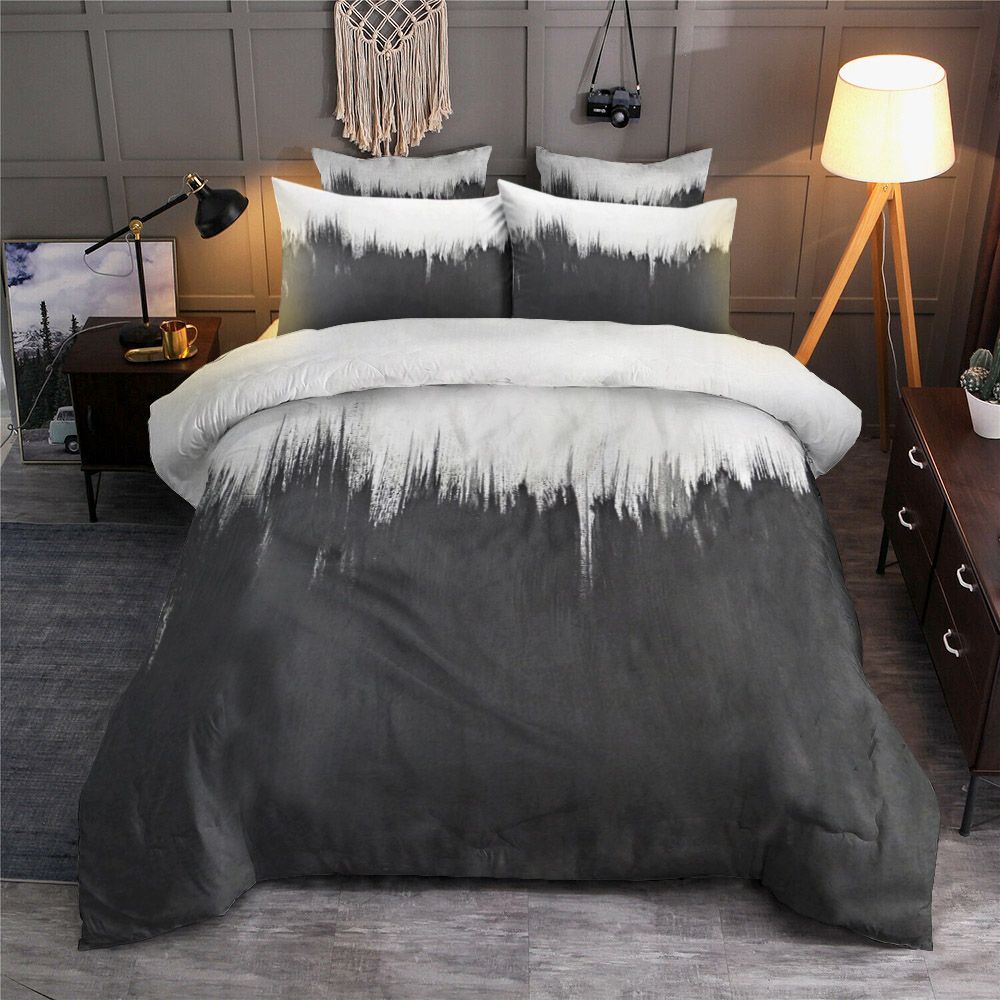 Black And White Painting Urban Bedding Set