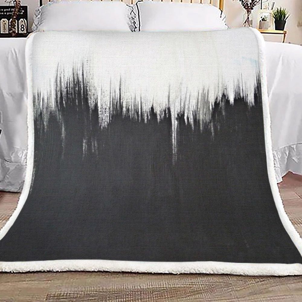Black And White Painting Urban Sherpa Fleece Blanket