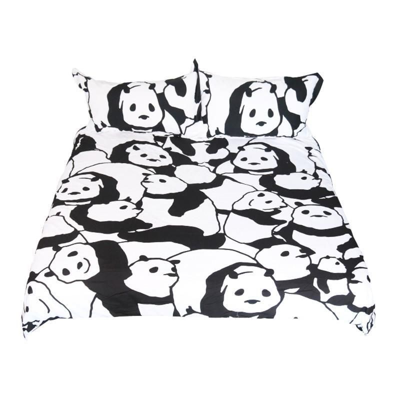 Black And White Panda Coral Bedding Set