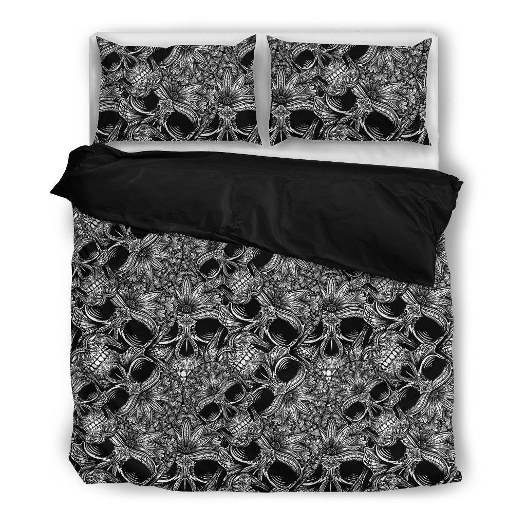 Black And White Skull Bedding Set