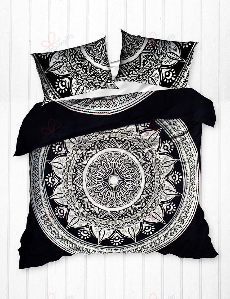 Black And White Star Ombre Mandala Bedding Set