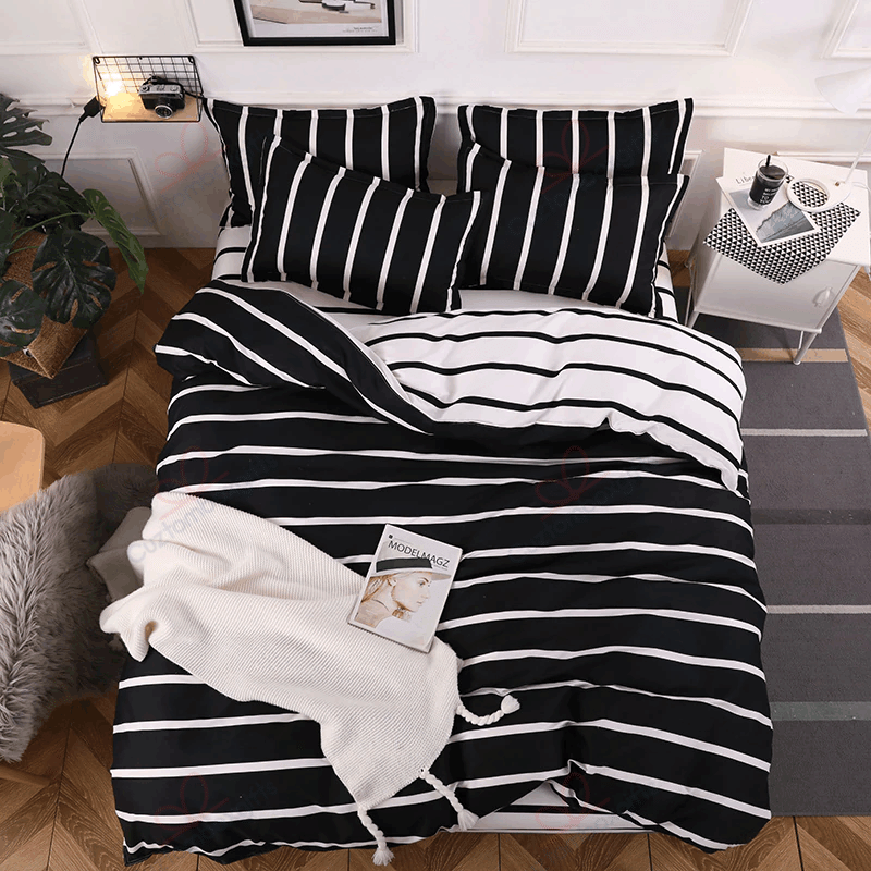 Black And White Stripe Bedding Set