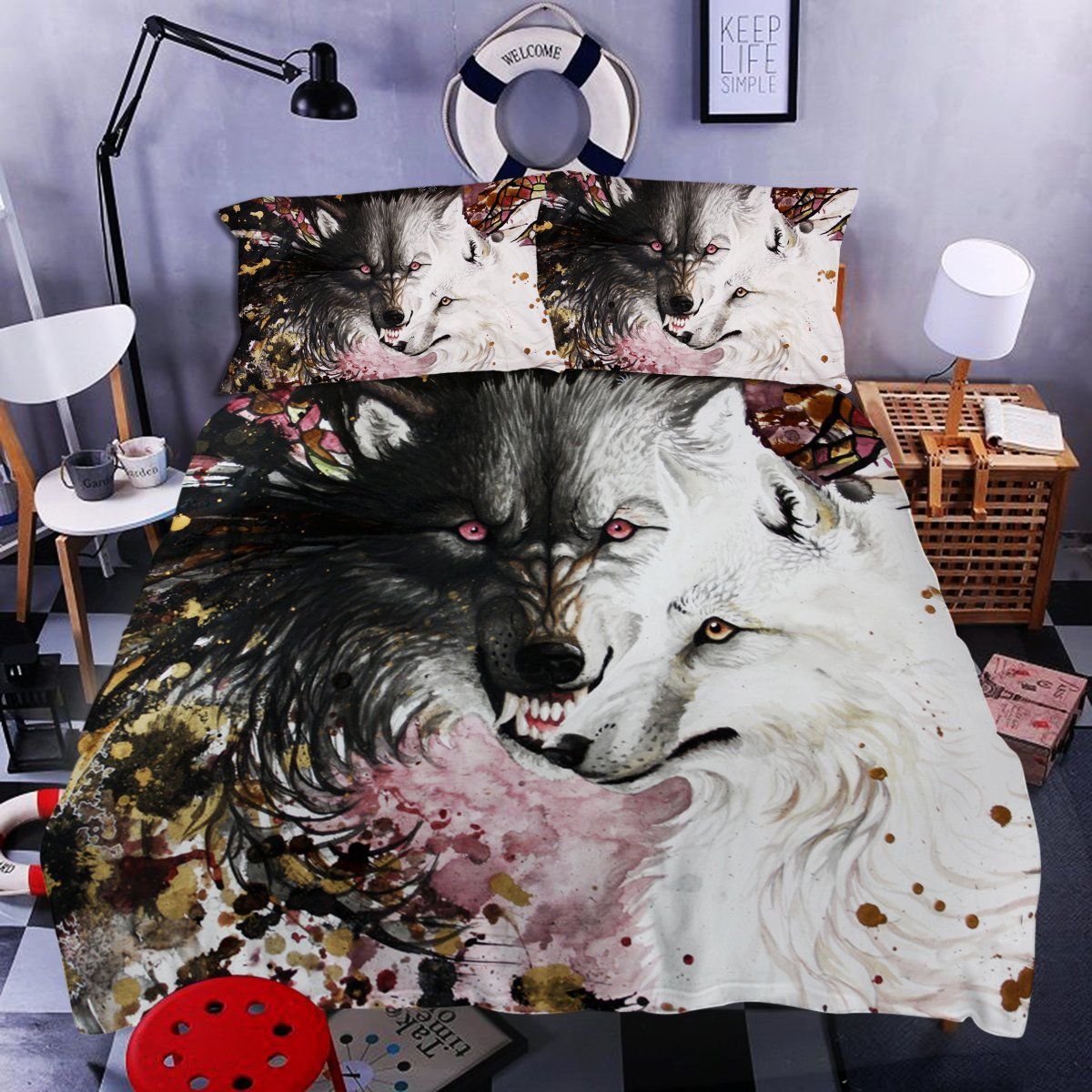 Black And White Wolf Bedding Set