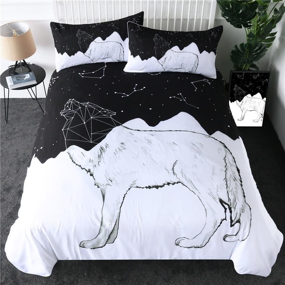 Black And White Wolf Bedding Set