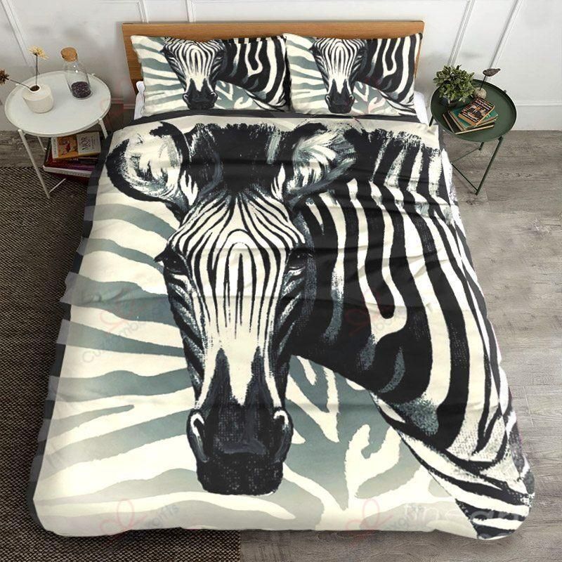 Black And White Zebra Face Printed Bedding Set