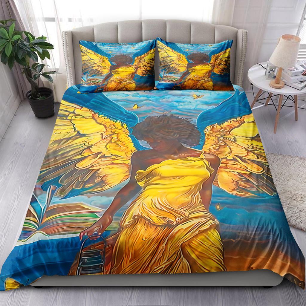 Black Angelic Guidance Bedding Set