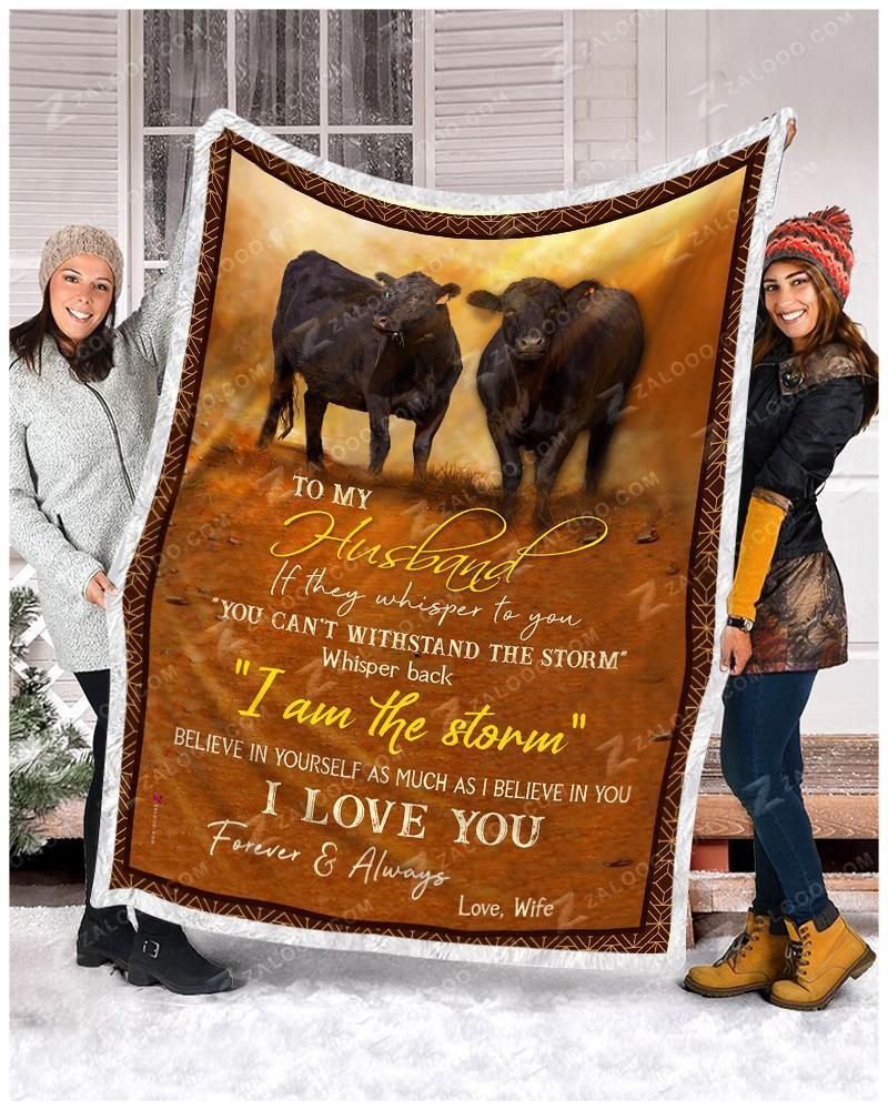 Black Angus Cow To My Husband I Love You Forever And Always Sherpa Fleece Blanket