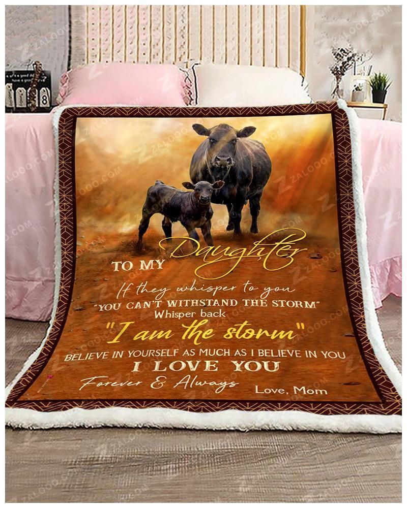 Black Angus To My Daughter Sherpa Fleece Blanket