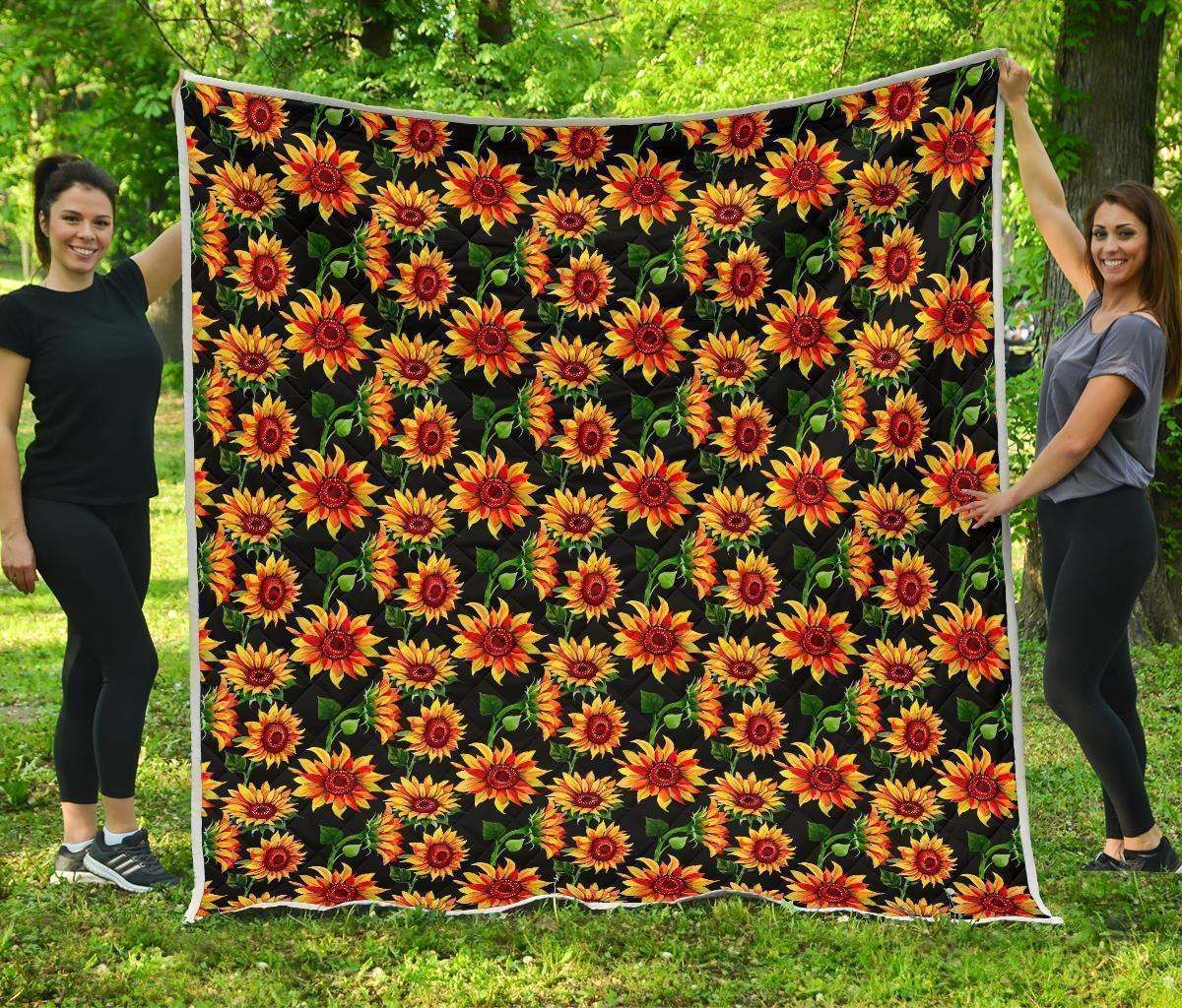 Black Autumn Sunflower CL17100056MDQ Quilt Blanket