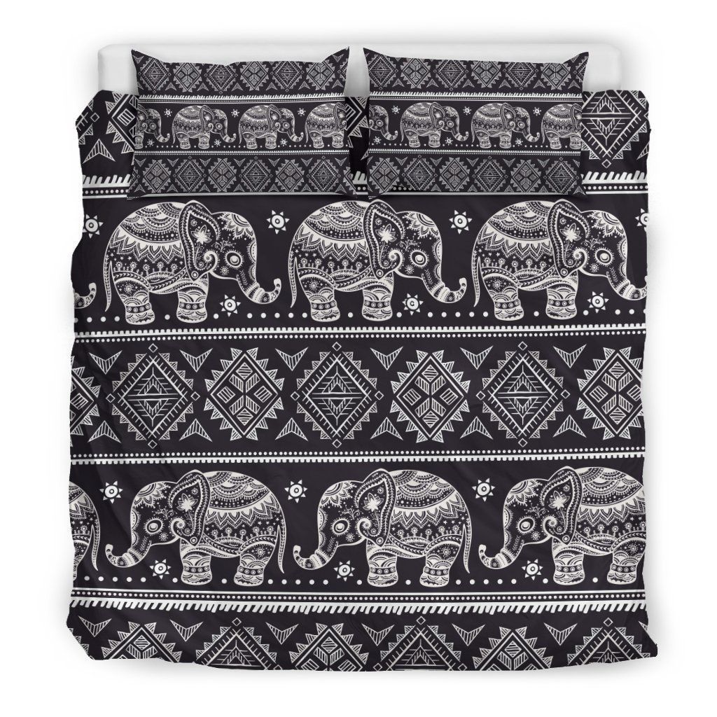 Black Aztec Elephant Bedding Set