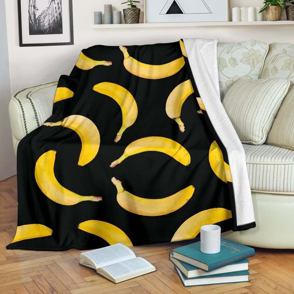 Black Banana Sherpa Fleece Blanket