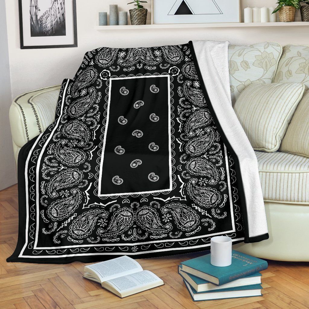 Black Bandana Sherpa Fleece Blanket