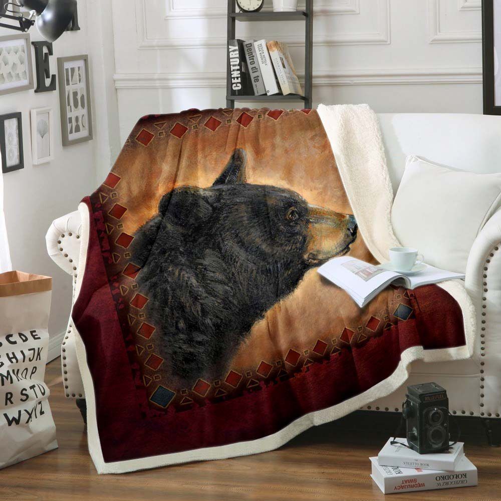 Black Bear Sherpa Fleece Blanket