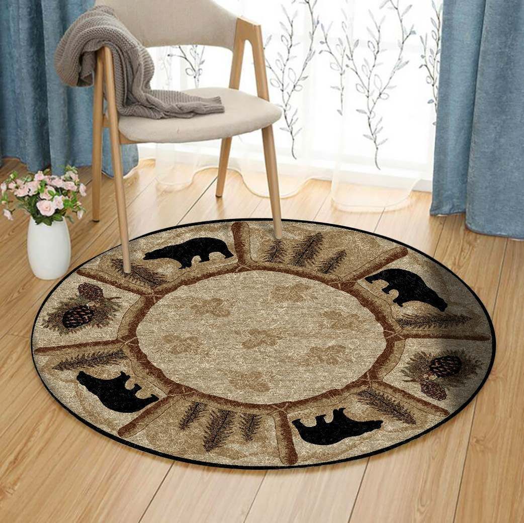 Black Bear Round Carpet