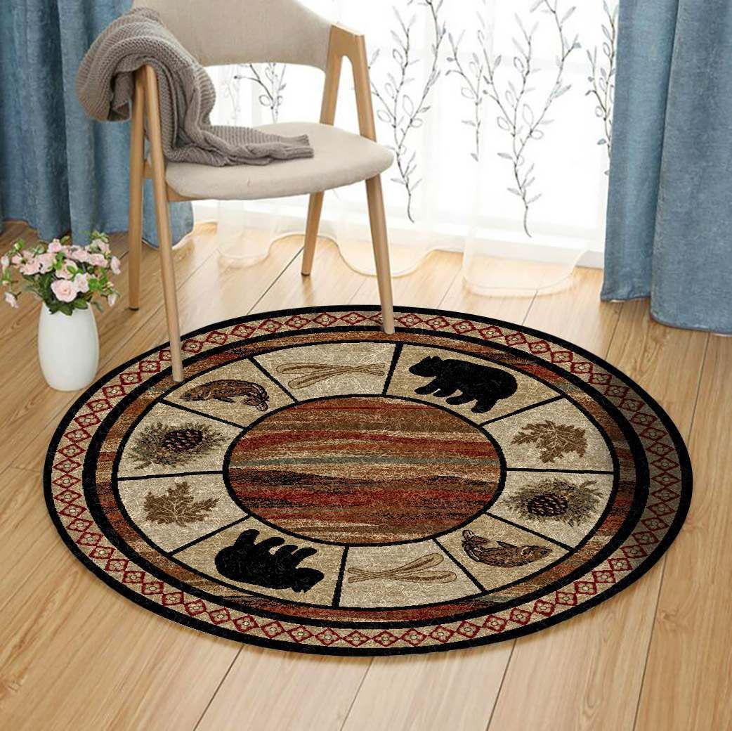 Black Bear Round Carpet