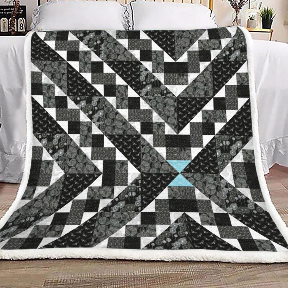 Black Bee And Firework In The Geometric Sherpa Fleece Blanket