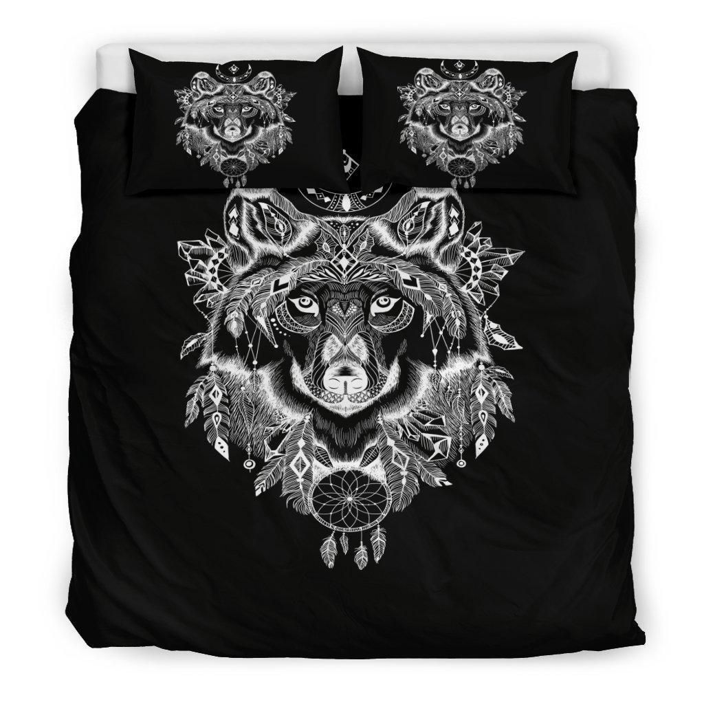 Black Bohemian Wolf Bedding Set
