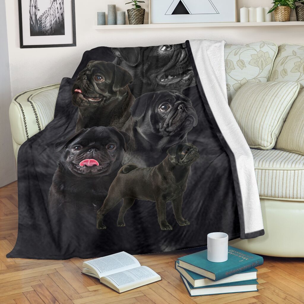 Black Bulldog Love Dog Fleece Blanket Fleece Blanket
