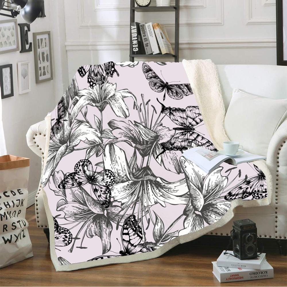 Black Butterfly Group Sherpa Fleece Blanket