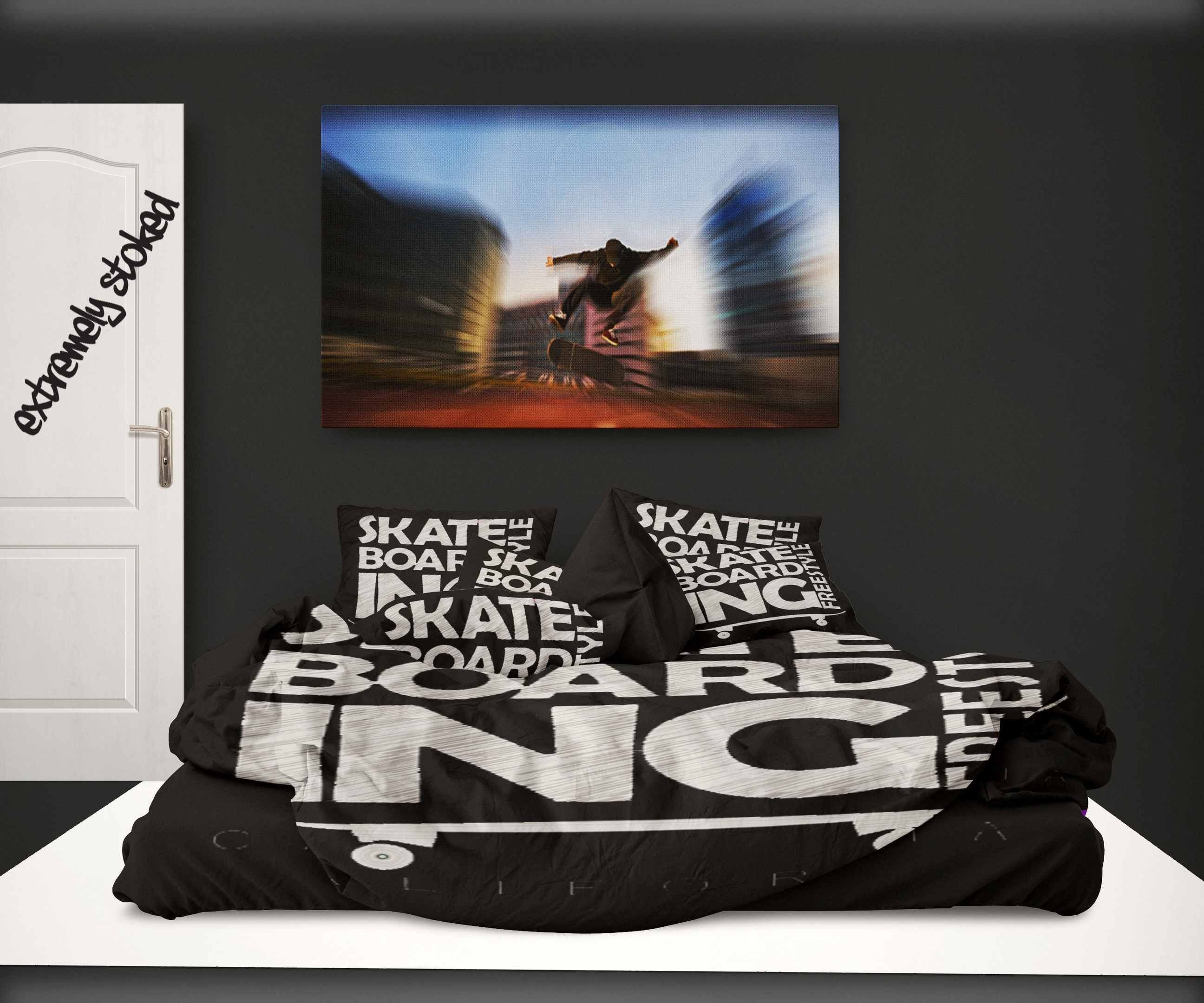 Black California Skateboarding Bedding Set