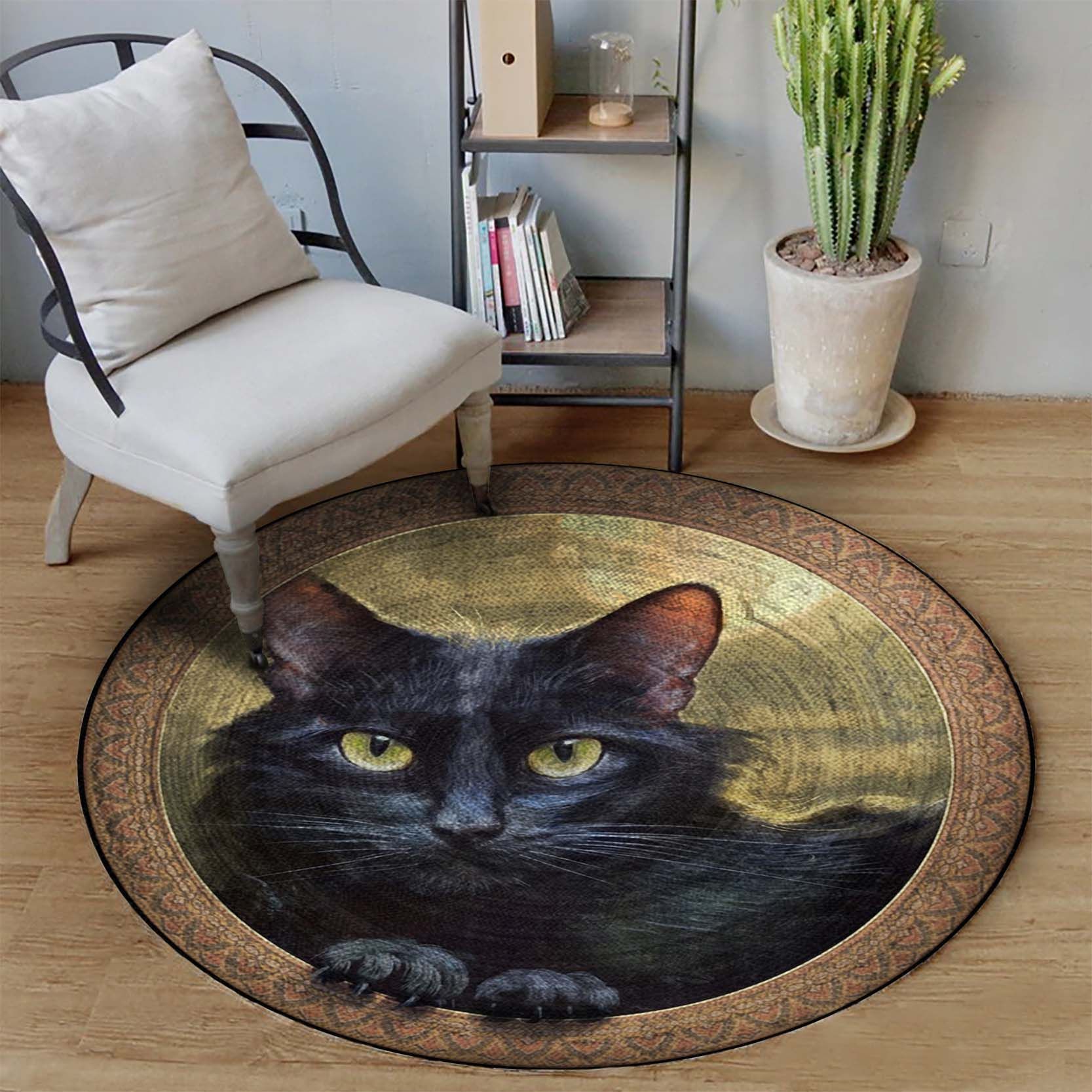 Black Cat Round Carpet
