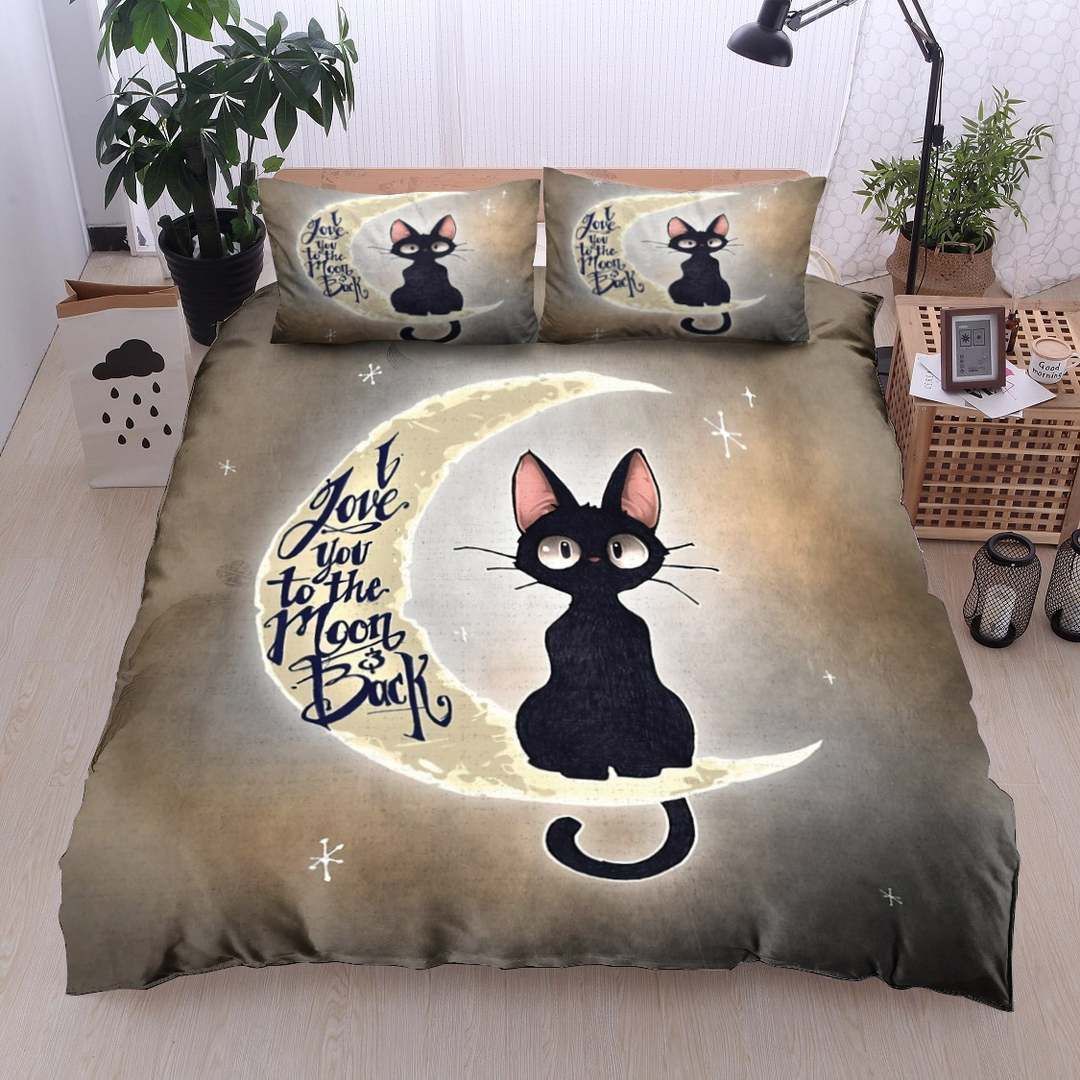 Black Cat And Moon Bedding Set