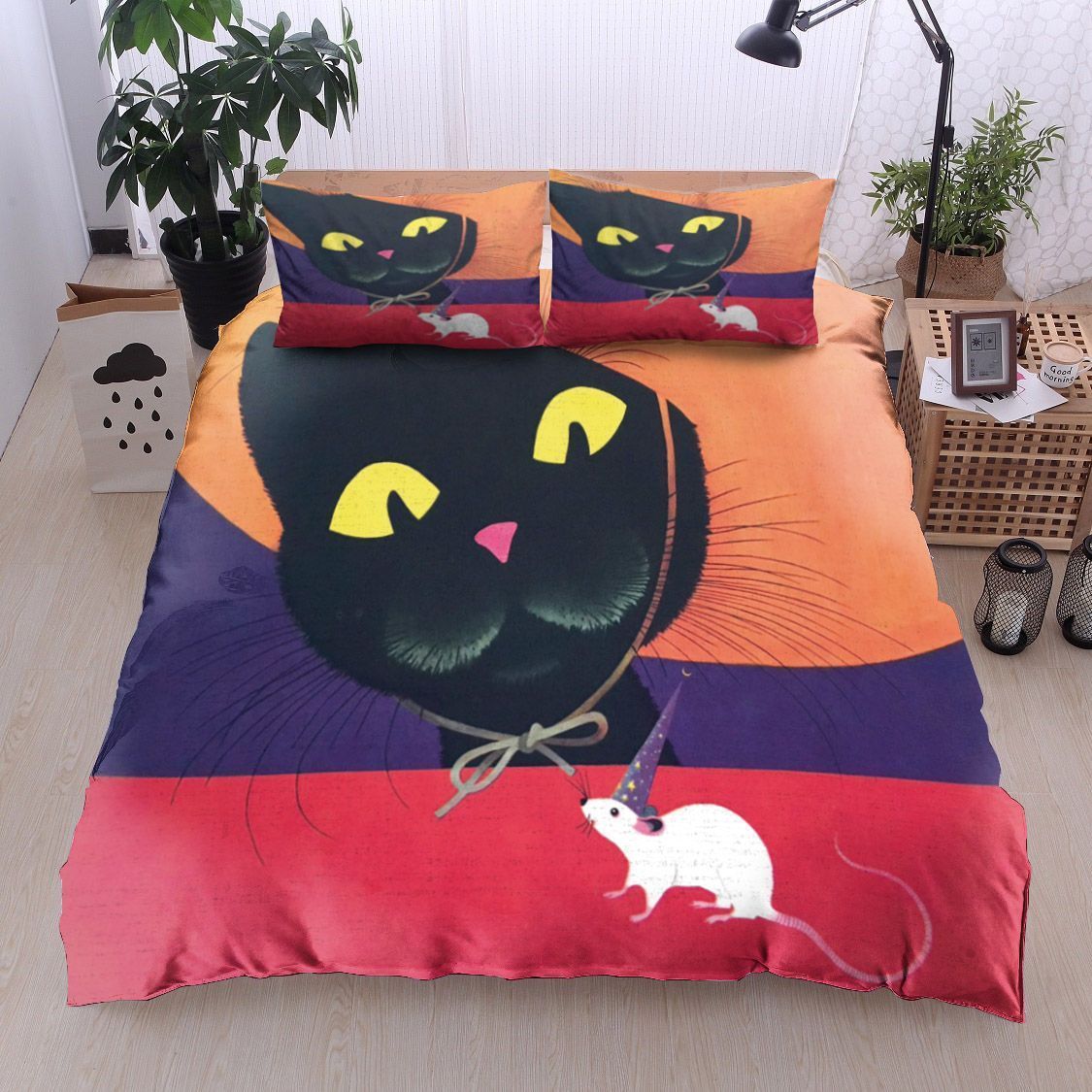 Black Cat And Mouse Bedding Set