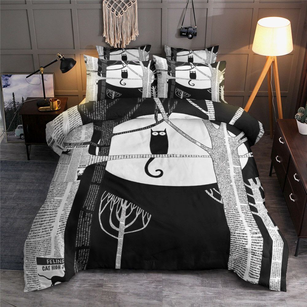 Black Cat And The Dark Night Bedding Set